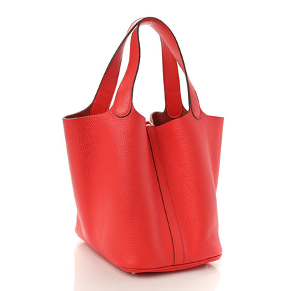 Hermes Taurillon Clemence Picotin Lock 22 MM Rouge Pivoine 3 of 9