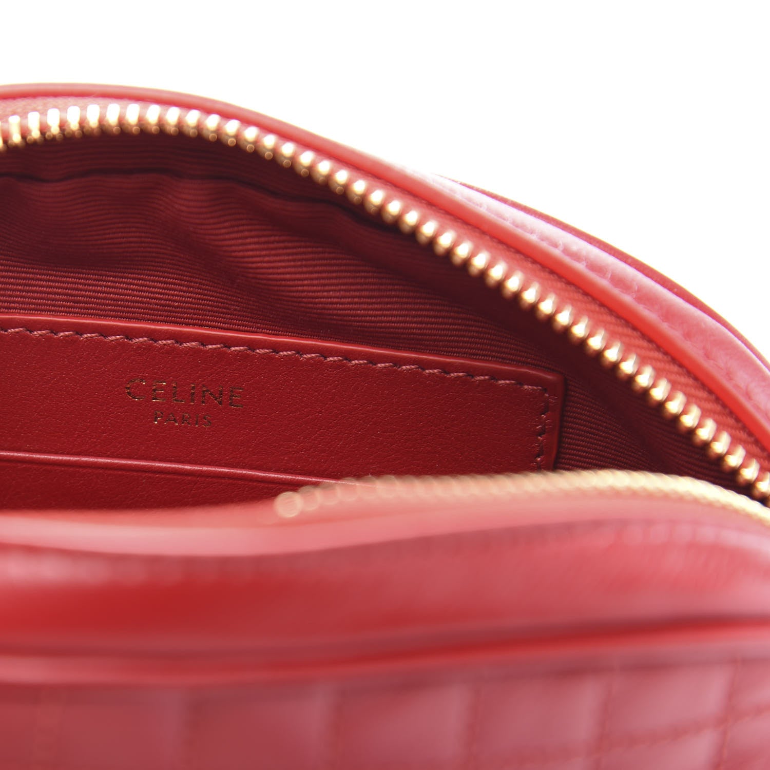Celine Calfskin Quilted Small C Charm Bag Red 6 of 12