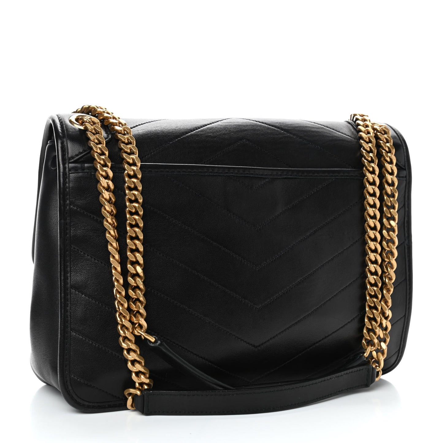 Lambskin Matelasse Monogram Medium Niki Chain Satchel Black