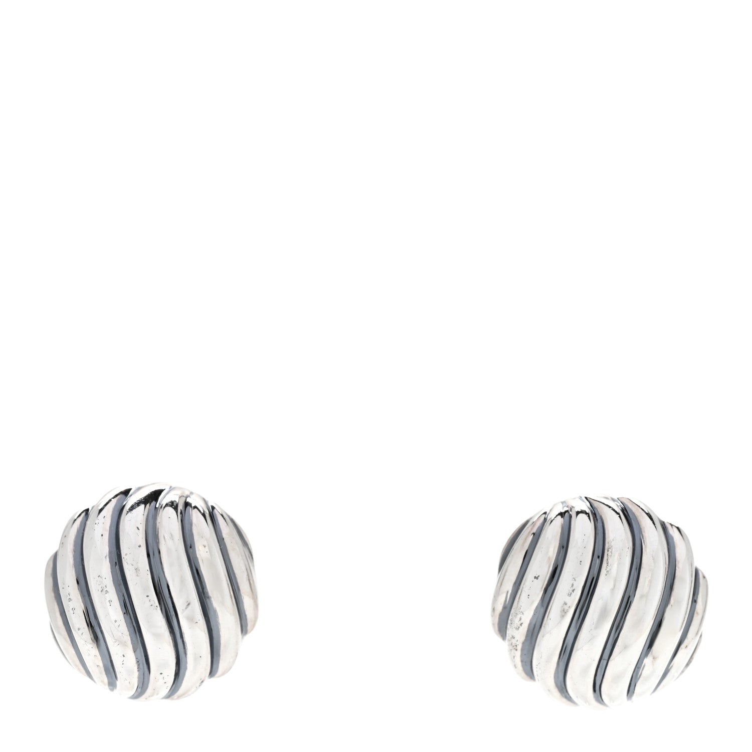 David Yurman Sterling Silver 14mm Sculpted Cable Stud Earrings 1 of 4