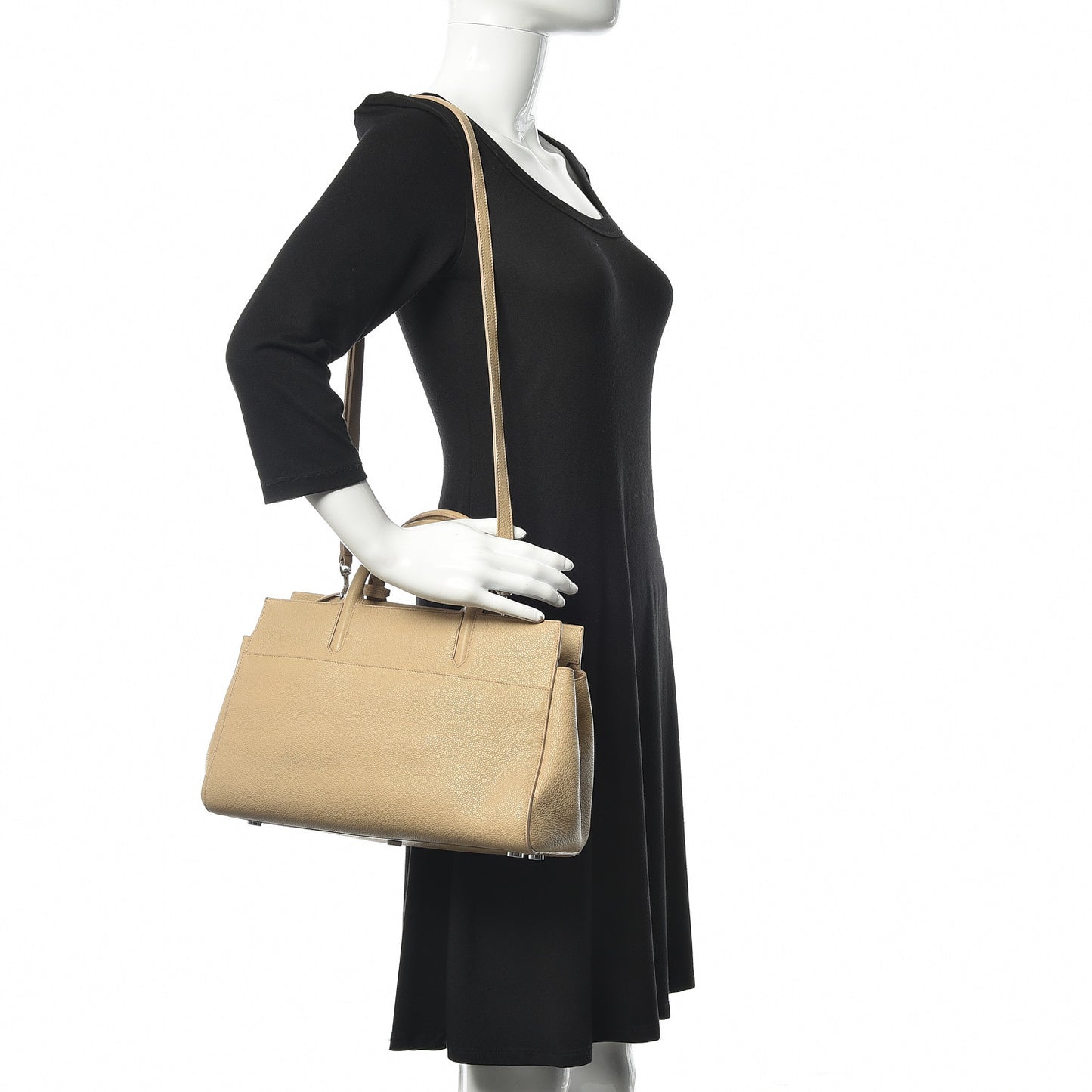 Grained Calfskin Small Rive Gauche Dark Beige