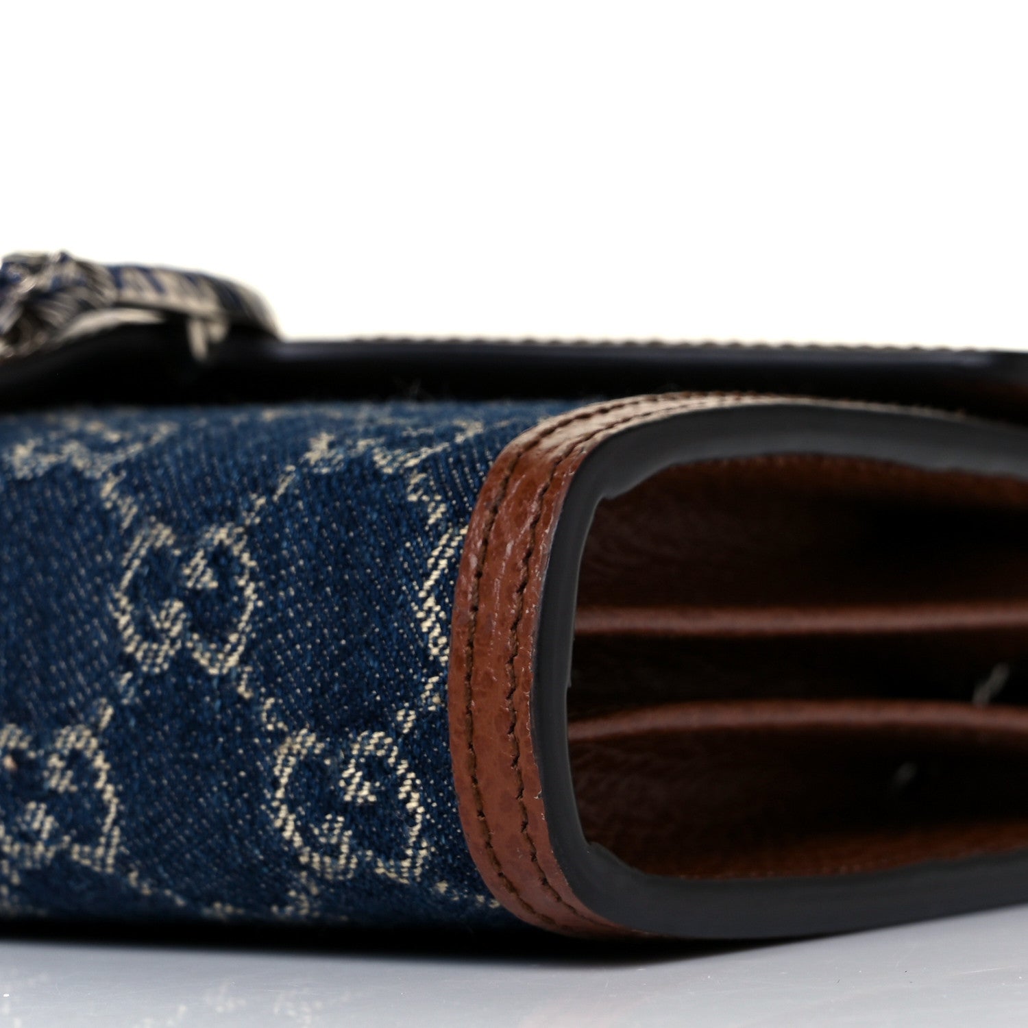 Gucci New Denim GG Monogram Dollar Calfskin Enamel Mini Dionysus Chain Wallet Blue Tea Cuir Epilog Electric Blue 7 of 8