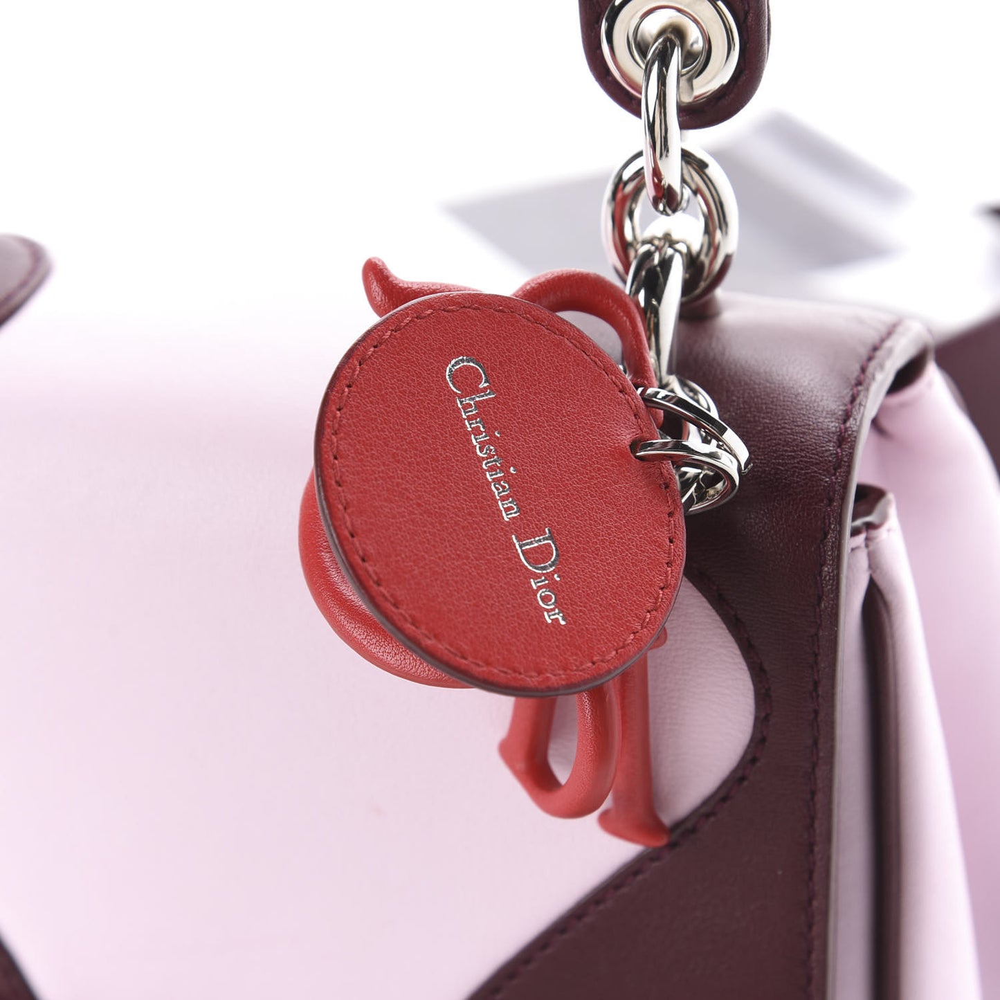 Calfskin Tri-Color Micro Be Dior Flap Pink Burgundy Red