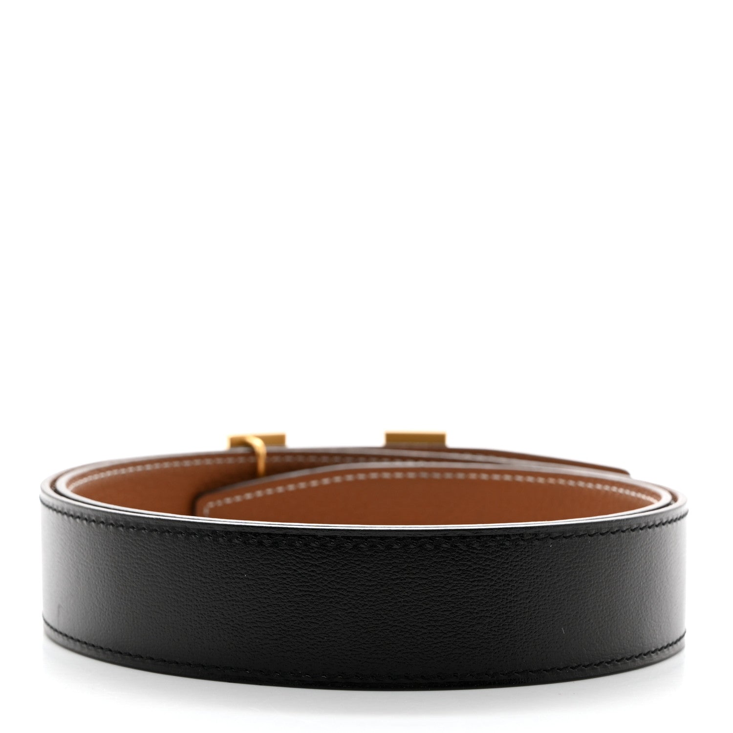 Hermes Box Togo 32mm H Belt 80 Black Gold 2 of 7