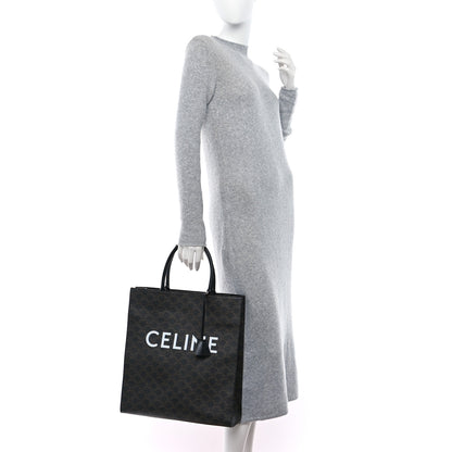 Celine Triomphe Canvas Calfskin Large Vertical Cabas Black 2 of 8