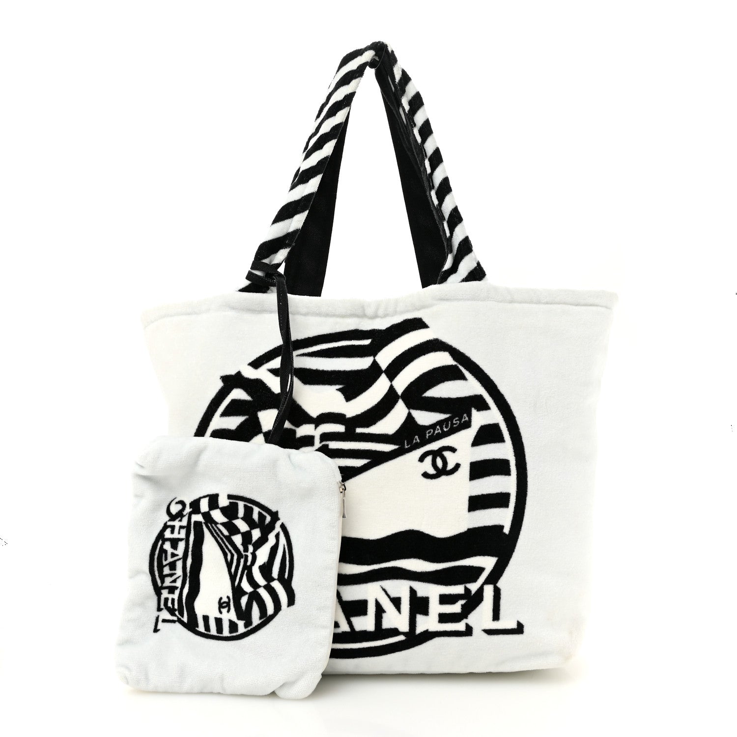Chanel Terry Cloth Cotton La Pausa Bay Reversible Beach Tote 4 of 20