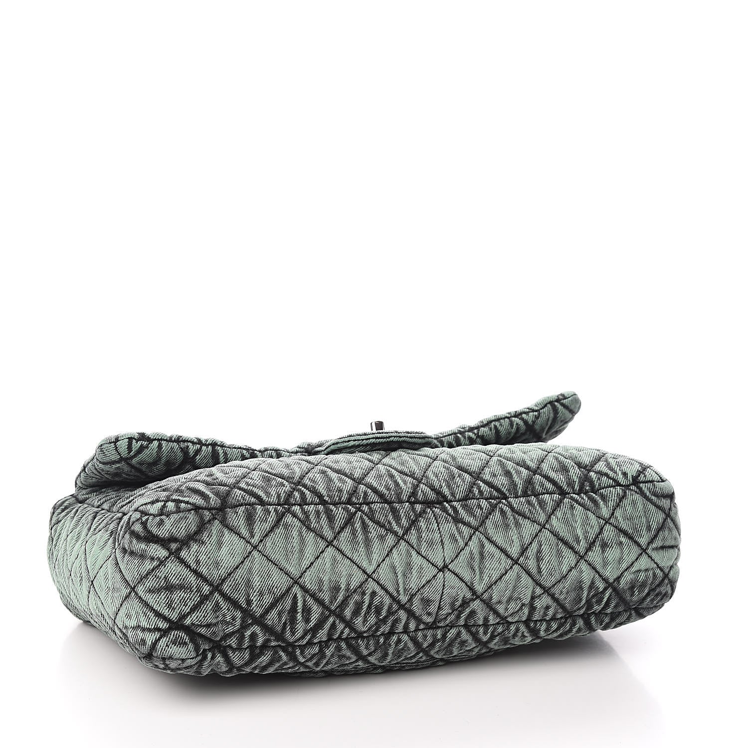 Chanel Denim Quilted Denimpression Flap Green Black 4 of 11