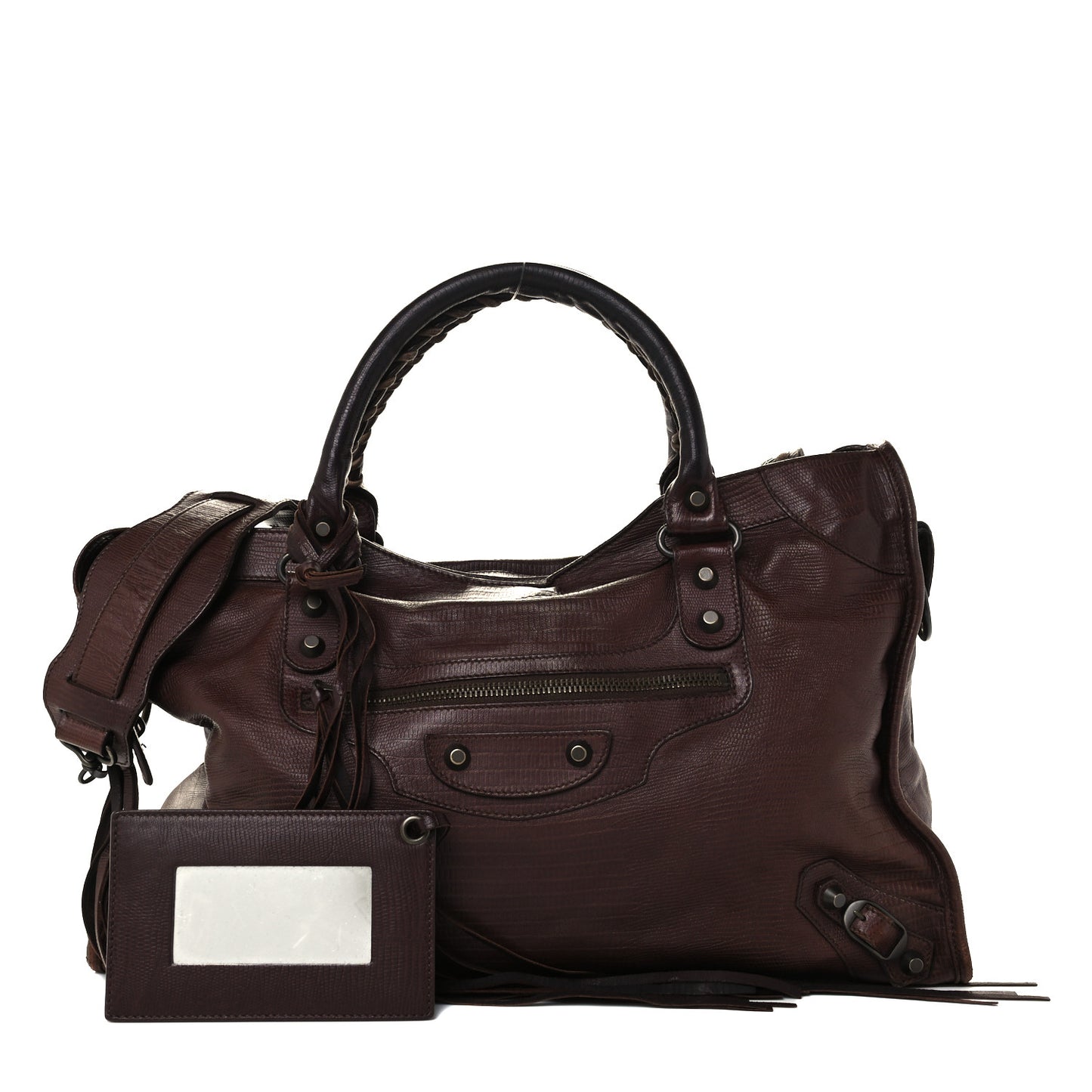 Agneau Classic Hardware Lizard Embossed City Castagna