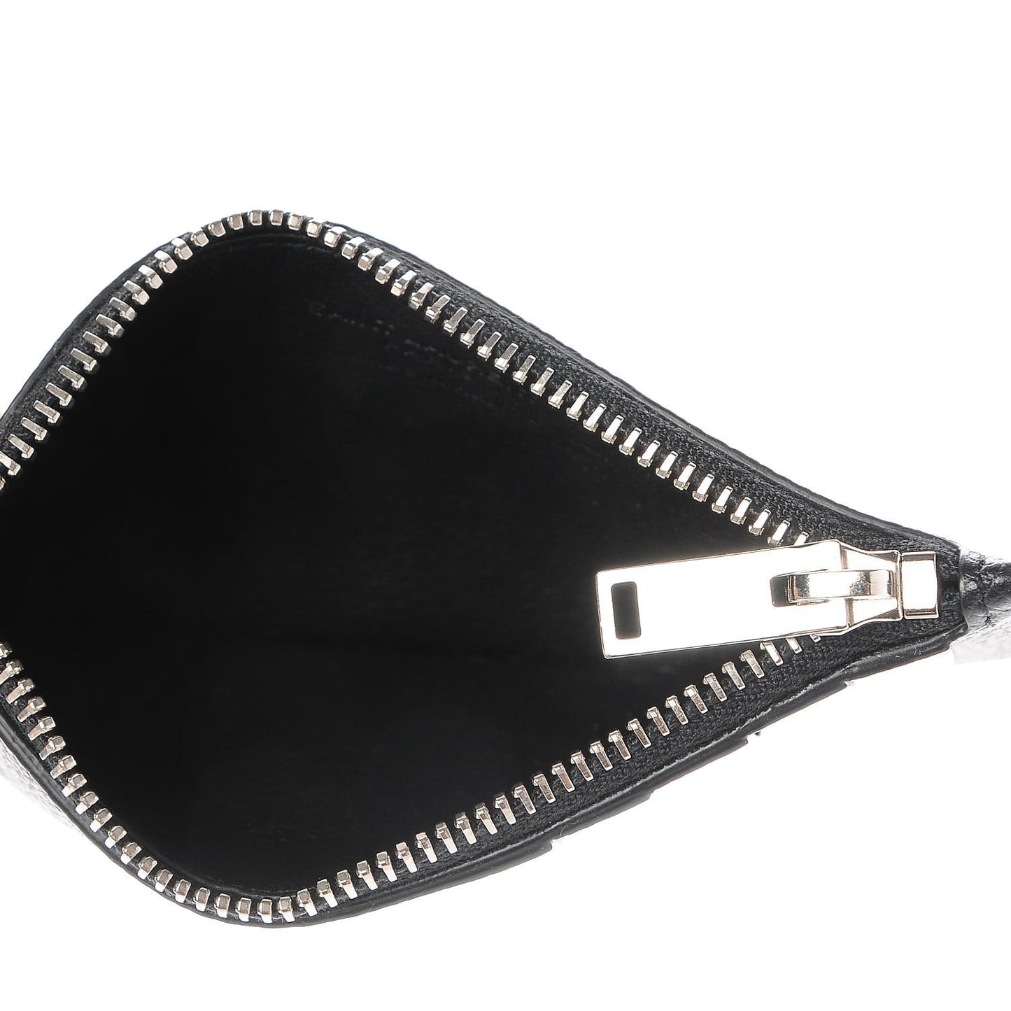 Grained Calfskin 5 Fragments Zip Pouch Card Holder Black