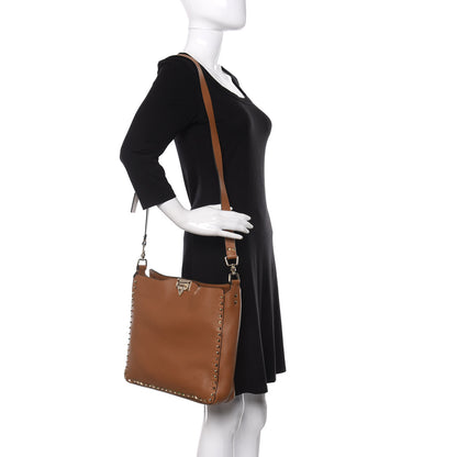Valentino Garavani Pebbled Calfskin Large Rockstud Flip-Lock Messenger Bag Light Cuir 2 of 9