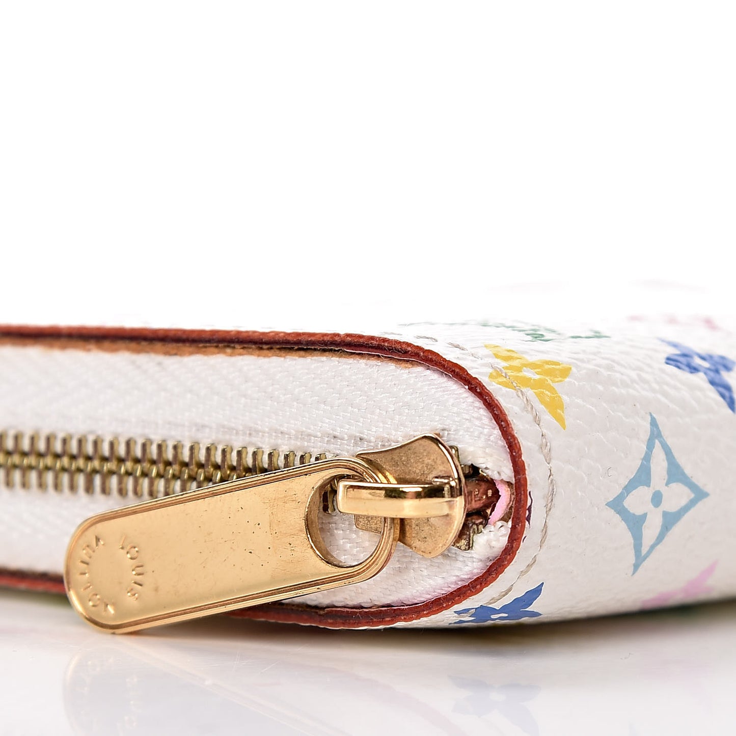 Monogram Multicolor Zippy Coin Purse Wallet White Litchi
