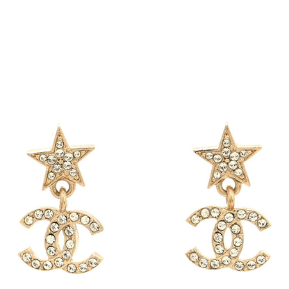 Chanel Crystal CC Star Drop Earrings Gold 1 of 5