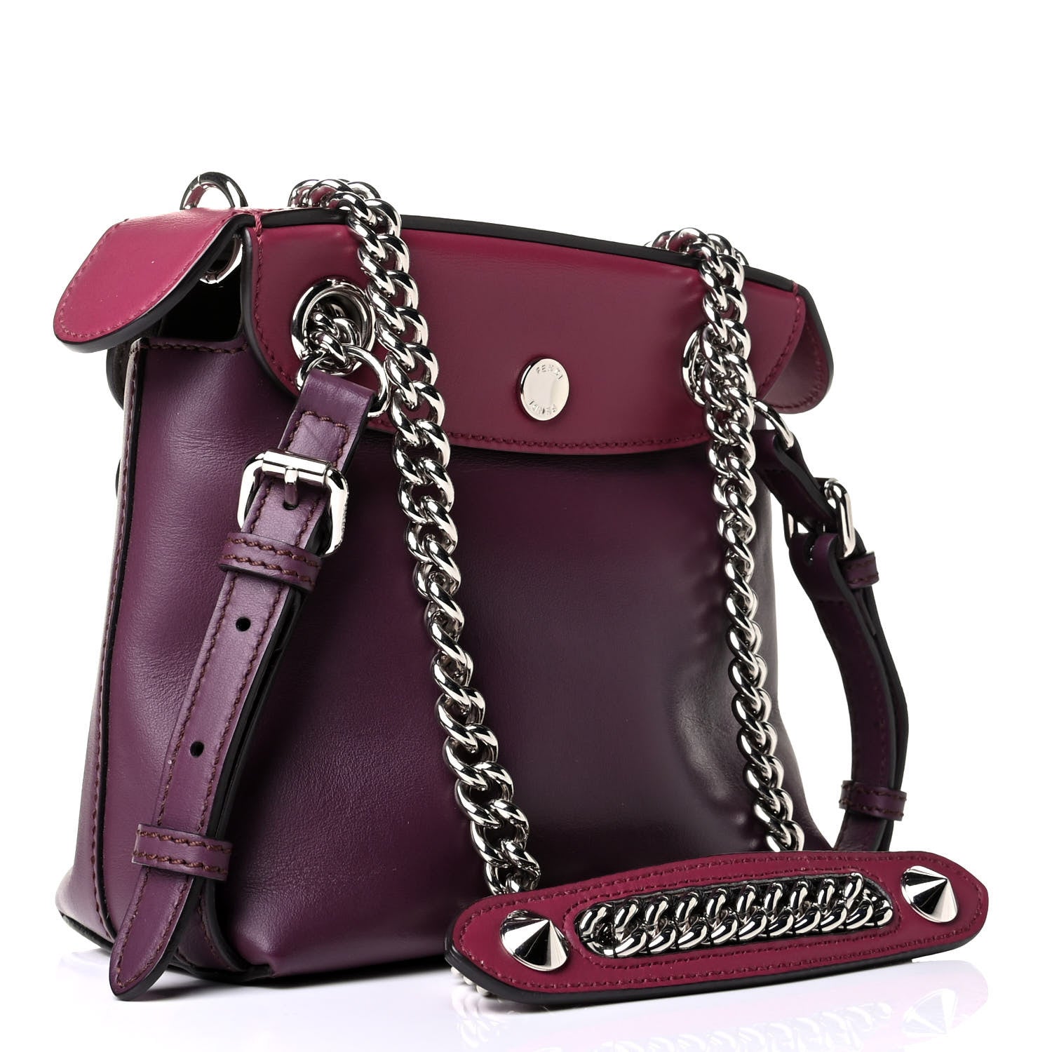 Fendi Vitello Century Pearl Bi-Color Scalloped Mini Back to School Backpack Amarone Black Cherry 2 of 8