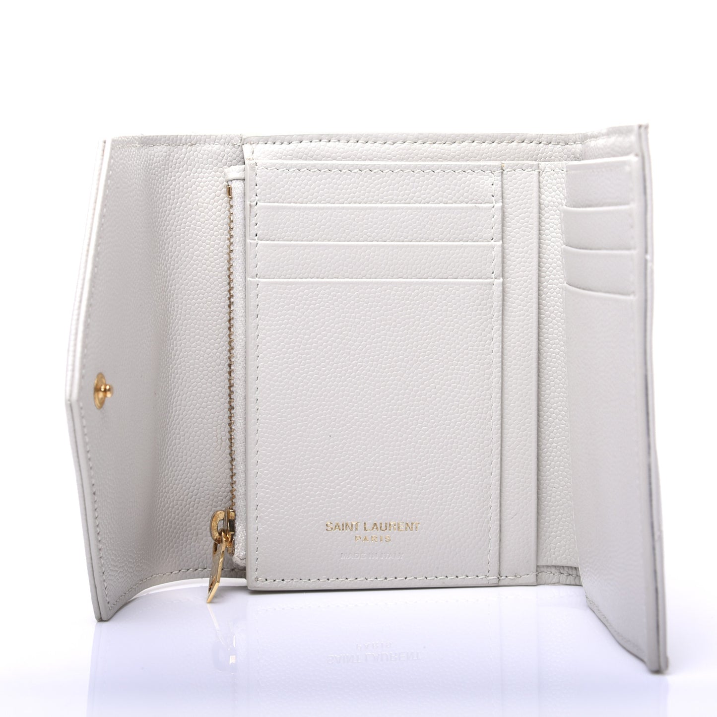Grain De Poudre Matelasse Chevron Monogram Compact Tri Fold Wallet Crema Soft