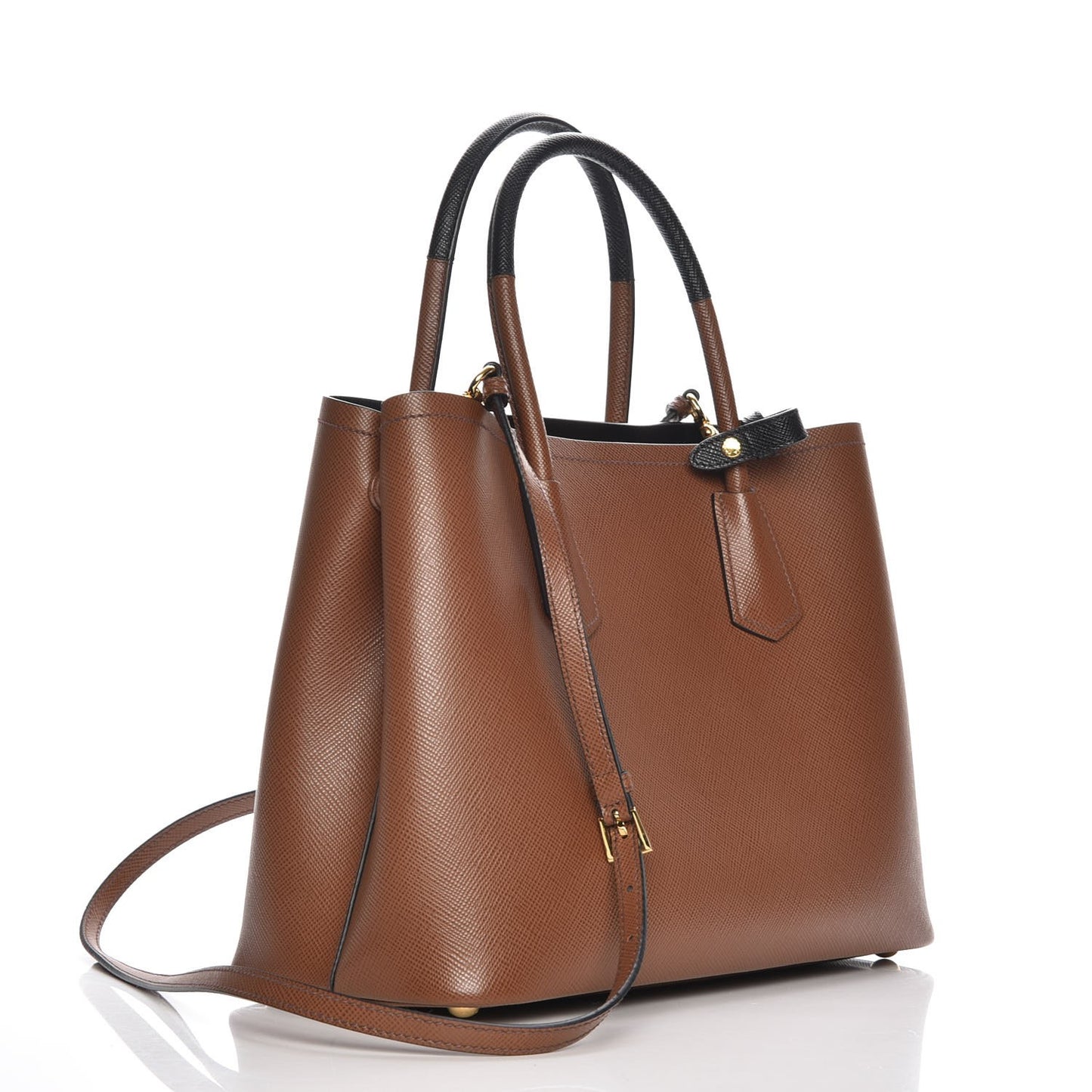 Saffiano Cuir Medium Double Bag Cannella Black