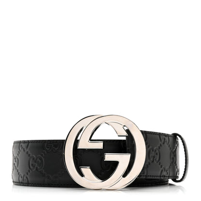 Gucci Guccissima Signature Interlocking G 40mm Belt 105 42 Black 1 of 8