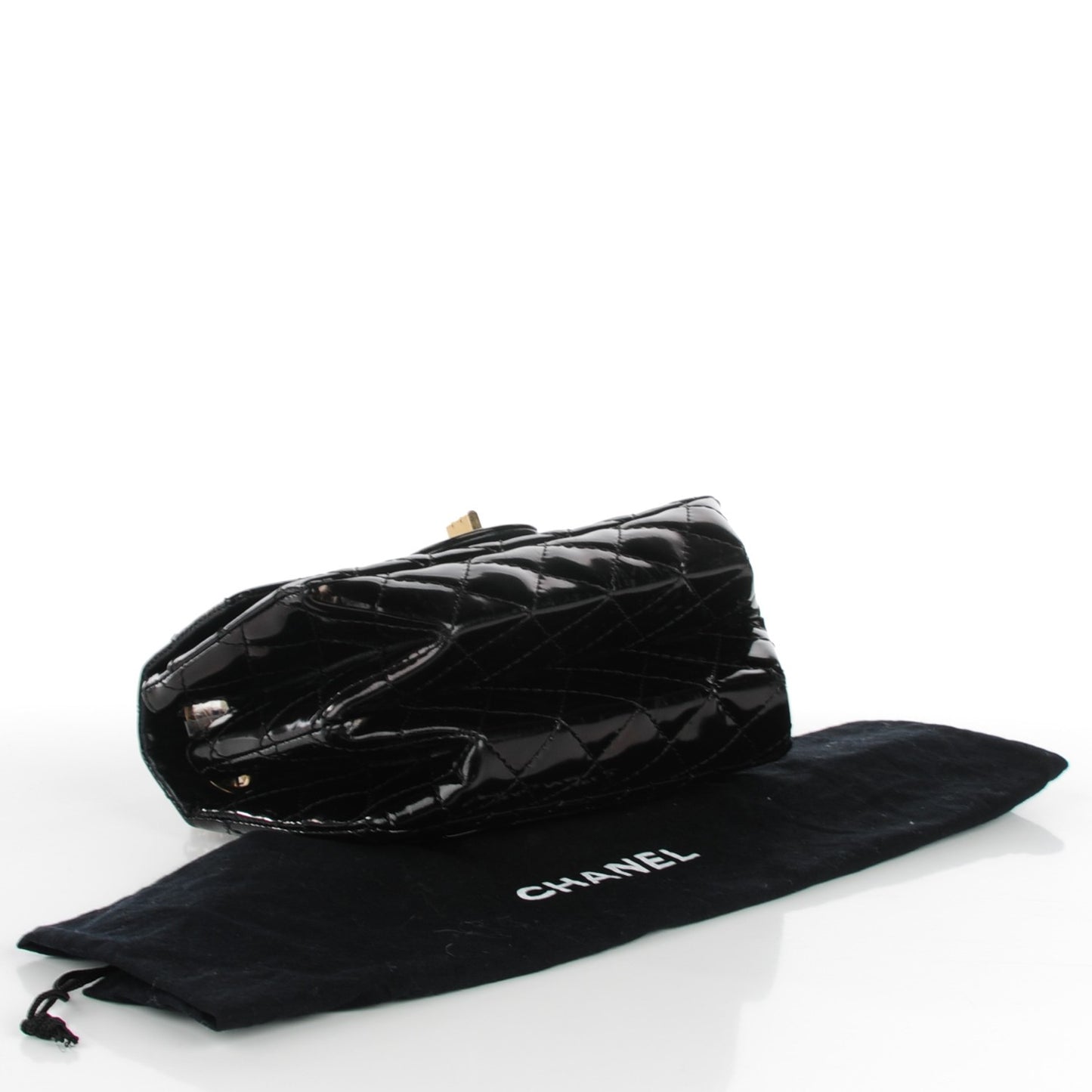 Patent Quilted Small Accordion Reissue 2.55 Flap Black