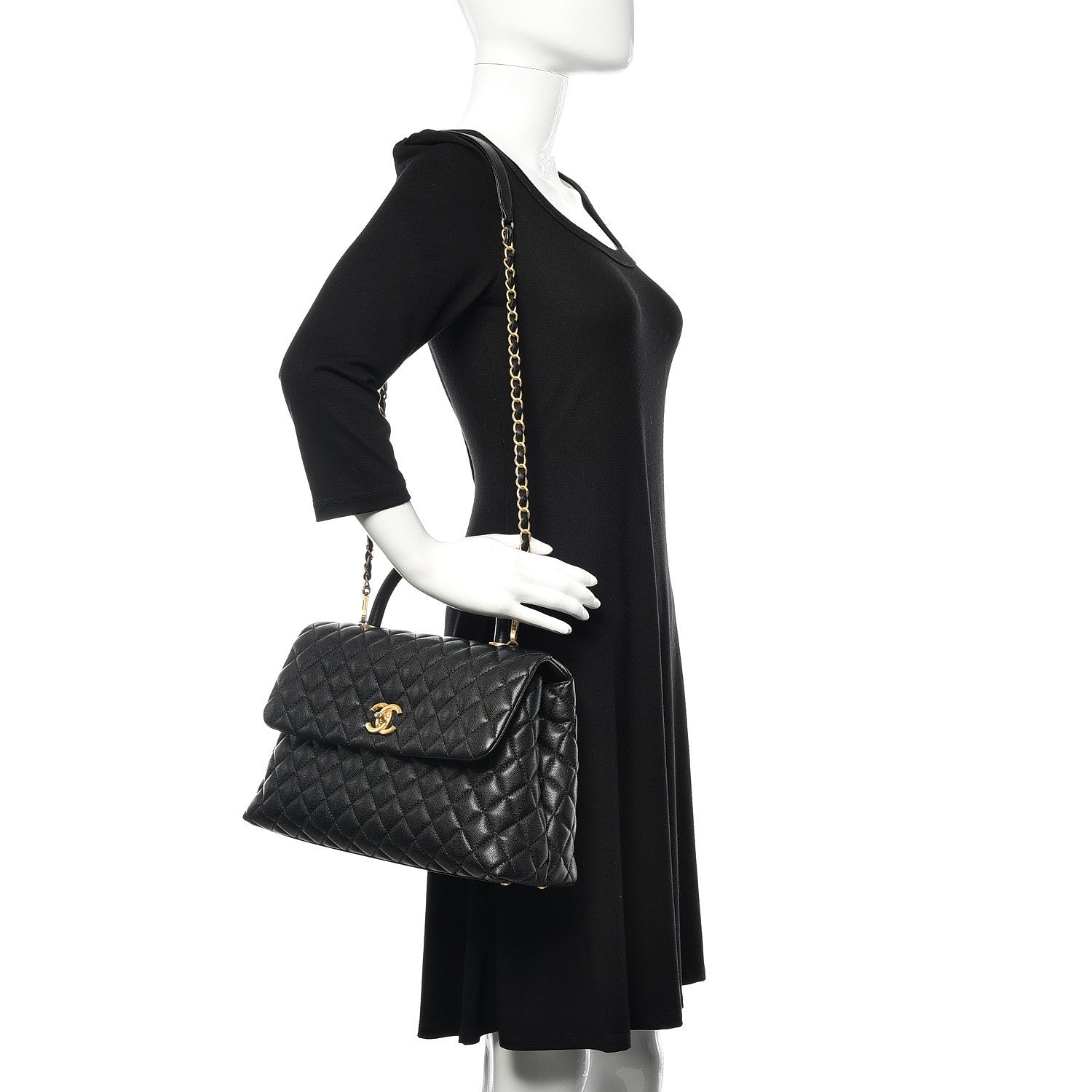 Chanel Caviar Quilted Medium Coco Handle Flap Black 2 of 10