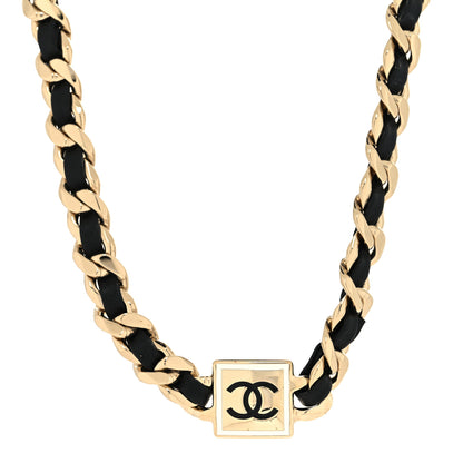 Chanel Metal Lambskin CC Square Choker Gold Black White 1 of 5