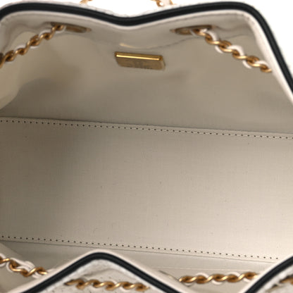 Chanel Braided Raffia Calfskin Mini Chanel 25 Handbag White Black 5 of 13