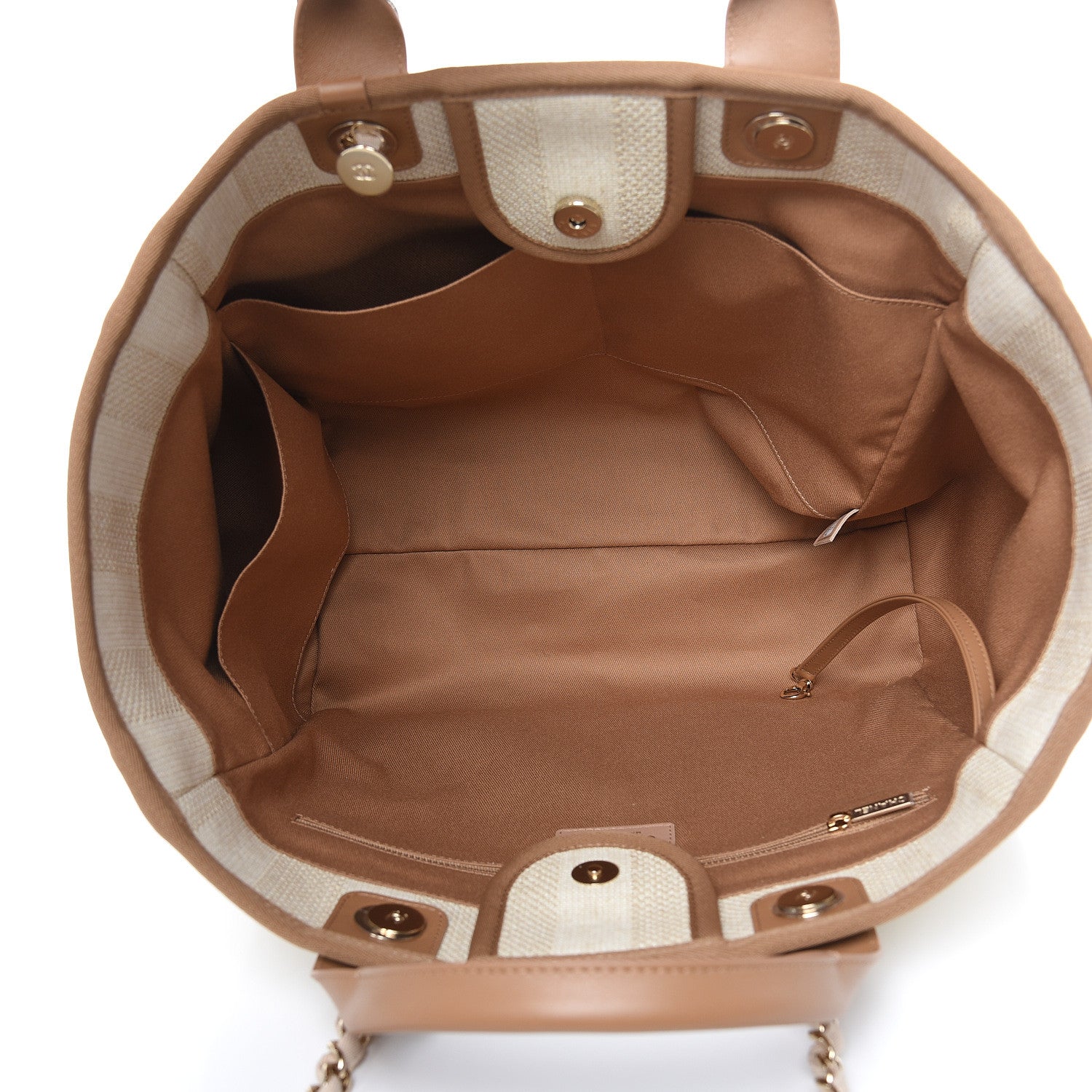 Chanel Straw Raffia Calfskin Striped Large Deauville Tote Beige 5 of 10