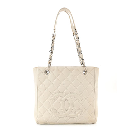 Chanel Caviar Quilted Petit Shopping Tote PST White 1 of 13