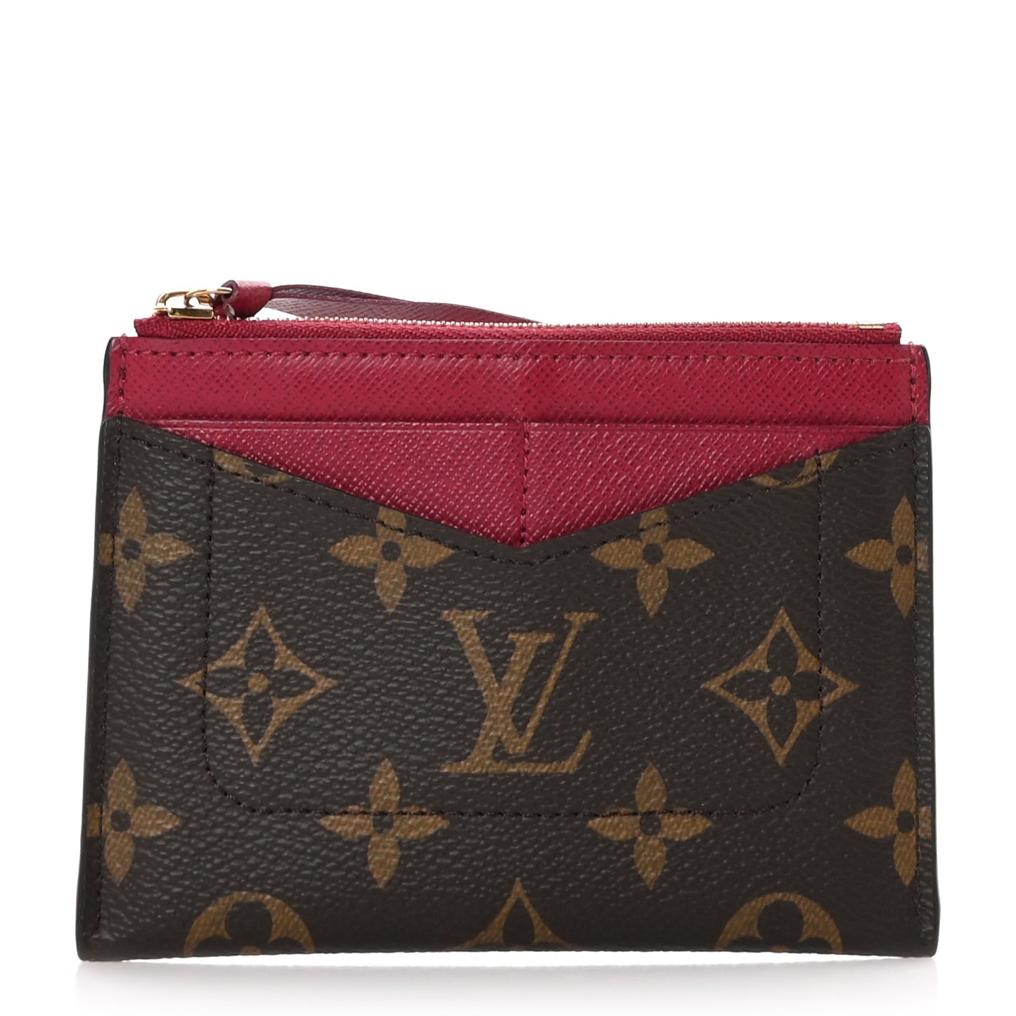 Monogram Zipped Card Holder Fuchsia