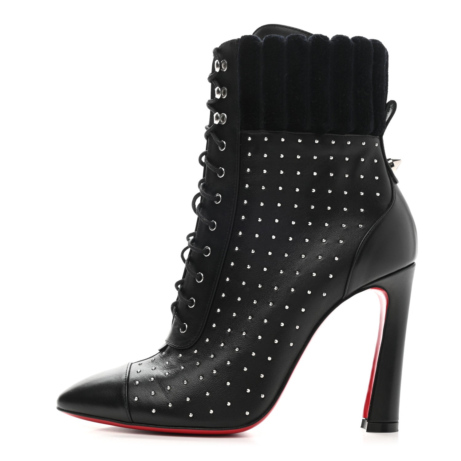 Christian Louboutin Calfskin Studded Dakita Booties 37.5 Black 1 of 8