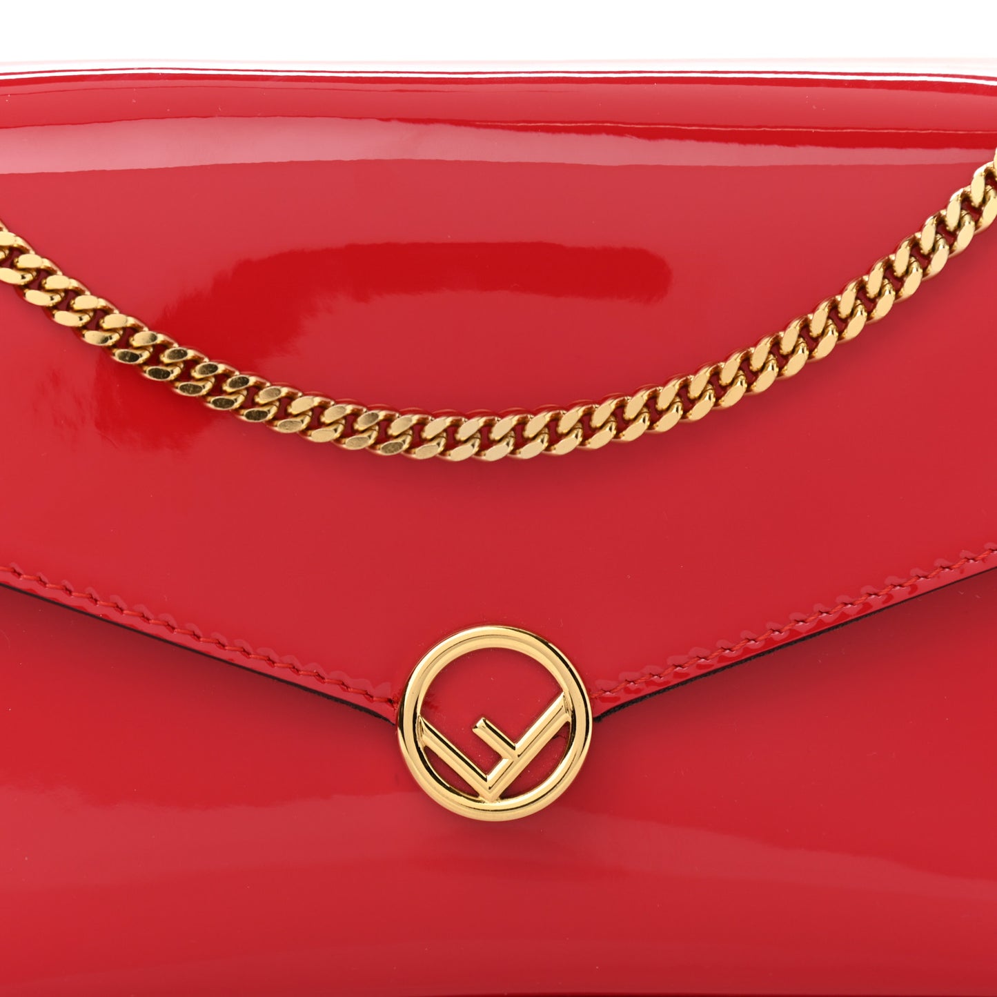 Vitello Vernice Mou F is Fendi Envelope Wallet on Chain with Pouches Rosso Cardinale