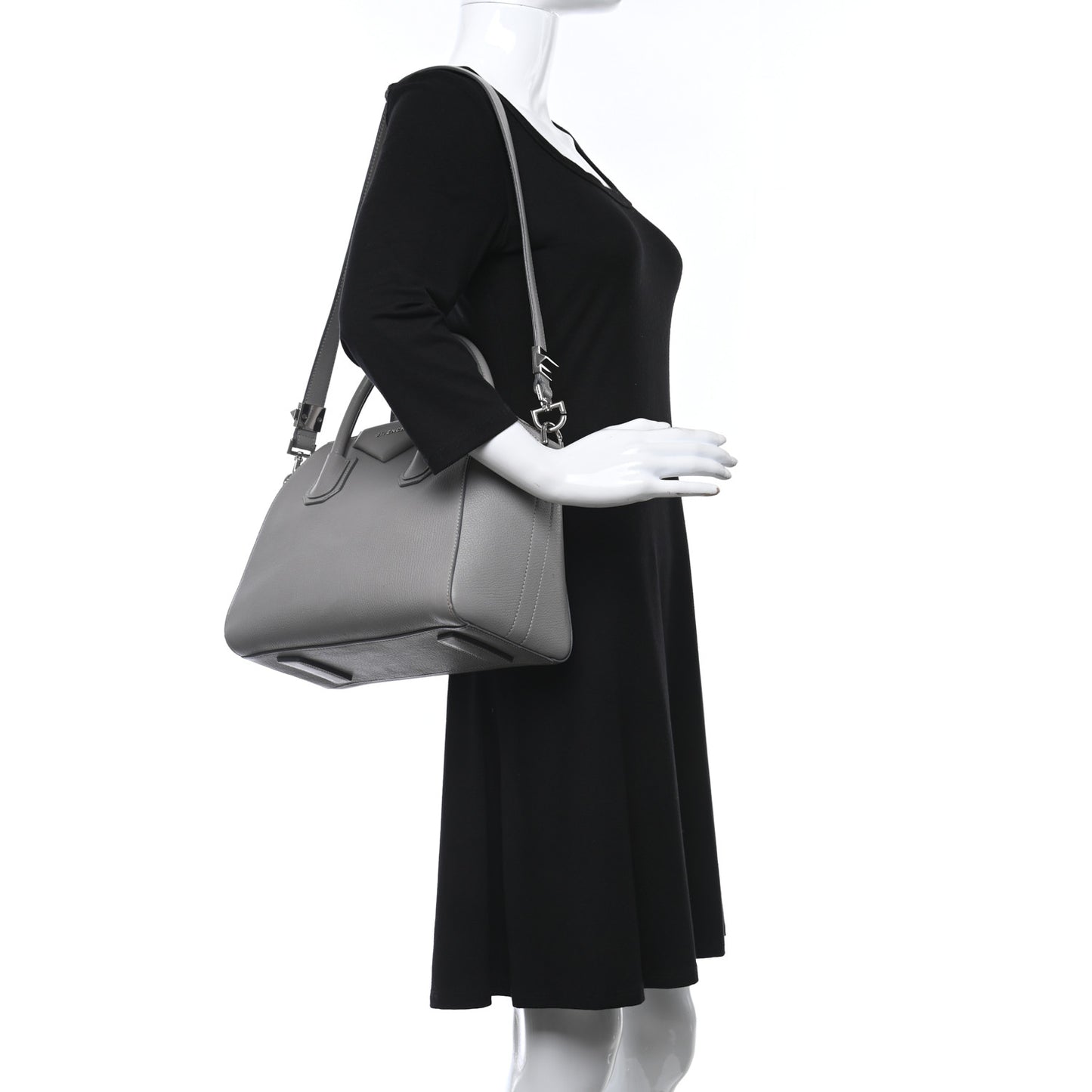 Sugar Goatskin Small Antigona Pearl Grey