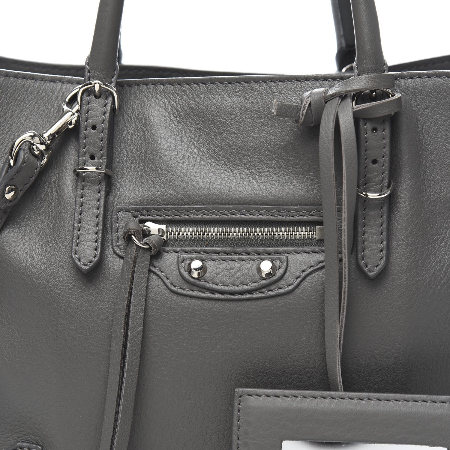 Balenciaga Calfskin Papier Mini A4 Zip Around Tote Gris Metal 10 of 10