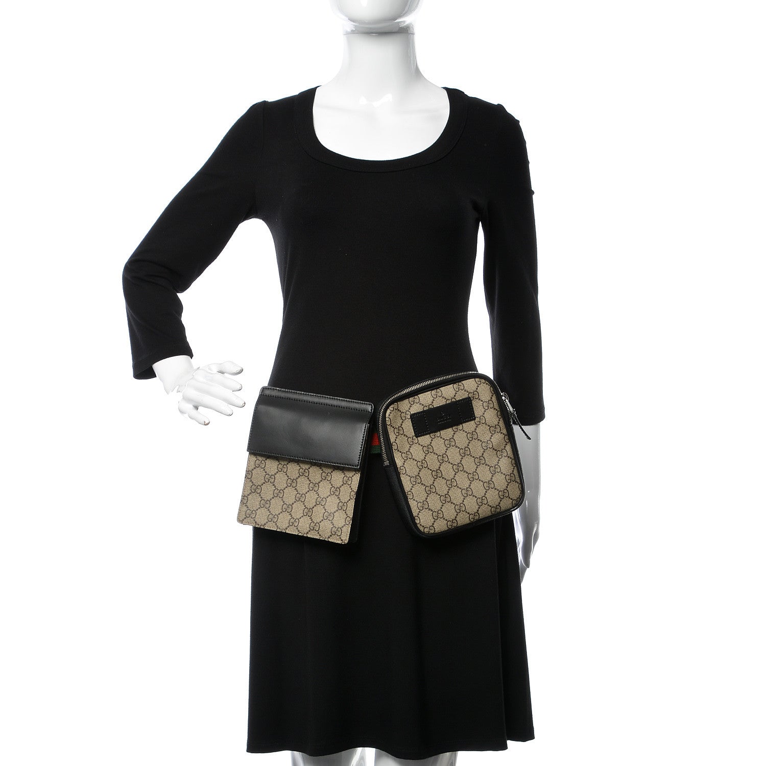 Gucci GG Supreme Monogram Web Belt Bag Black 2 of 11