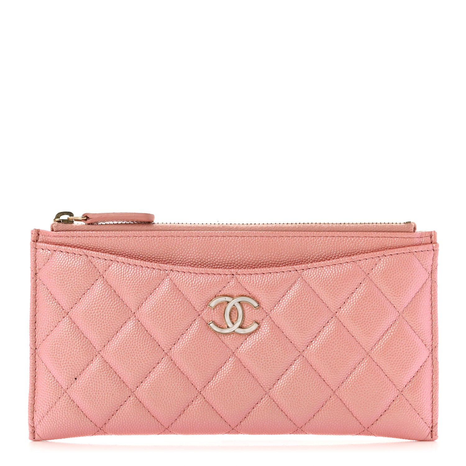 Chanel Iridescent Caviar Quilted Classic Zip Pouch Rose Pink 1 of 7
