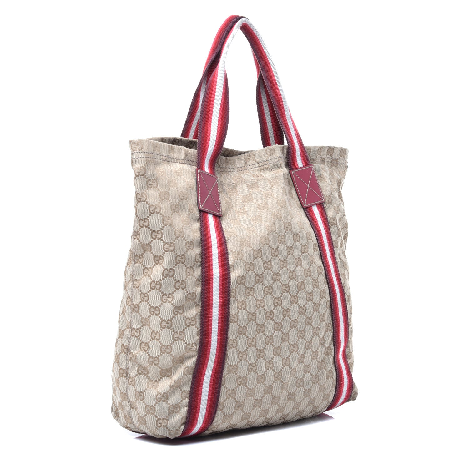 Gucci GG Monogram Medium Web Handle Vertical Tote Red 3 of 9