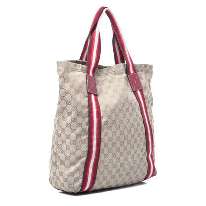 Gucci GG Monogram Medium Web Handle Vertical Tote Red 3 of 9