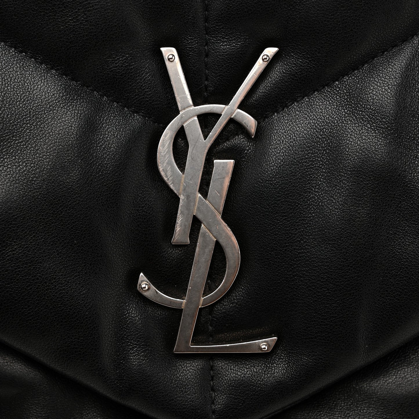 Lambskin Quilted Medium Loulou Puffer Monogram Chain Satchel Black