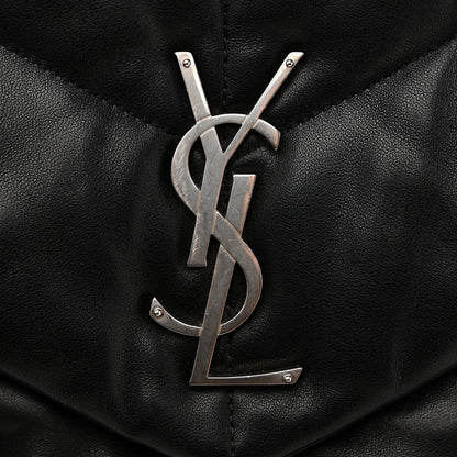 Saint Laurent Lambskin Quilted Medium Loulou Puffer Monogram Chain Satchel Black 12 of 15