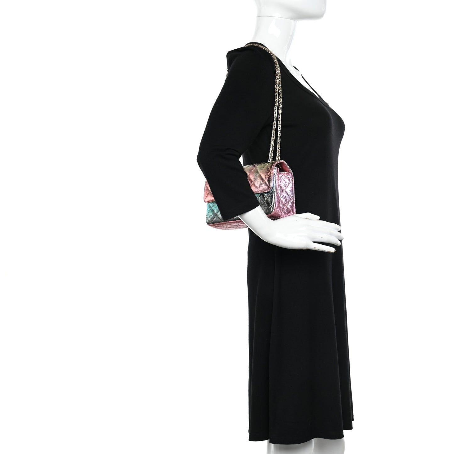 Metallic Goatskin Quilted Mini 2.55 Reissue Flap Multicolor