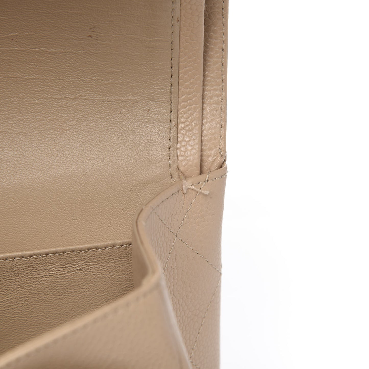 Caviar Quilted Jumbo Double Flap Beige Clair