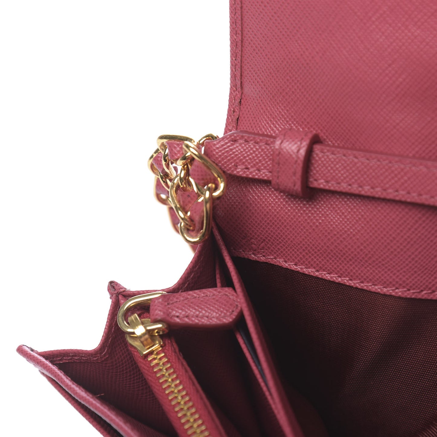 Saffiano Metal Oro Chain Wallet Peonia