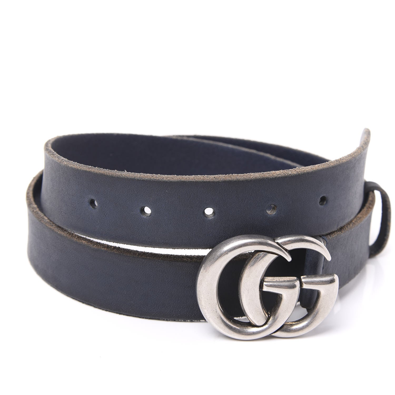 Gucci Cuoio Toscano Nickel Double G 30mm Belt 95 38 Blue 4 of 5