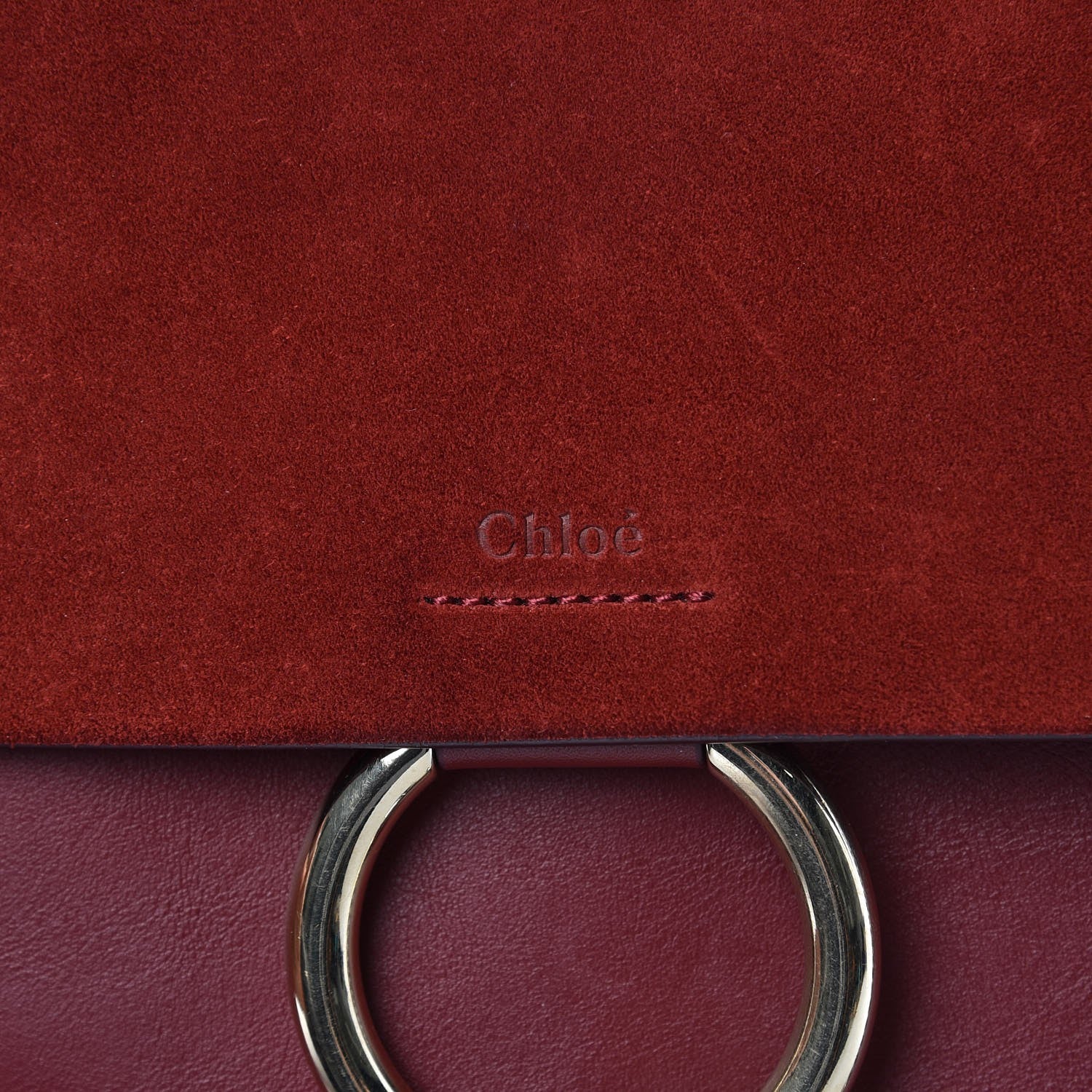 Chloe Calfskin Suede Medium Faye Shoulder Bag Plum Purple 8 of 10