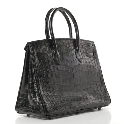 Hermes Matte Niloticus Crocodile Birkin 30 Black 3 of 43