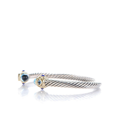 David Yurman Sterling Silver 14K Yellow Gold Blue Topaz Lapis Lazuli 5mm Cable Renaissance Bracelet 4 of 6