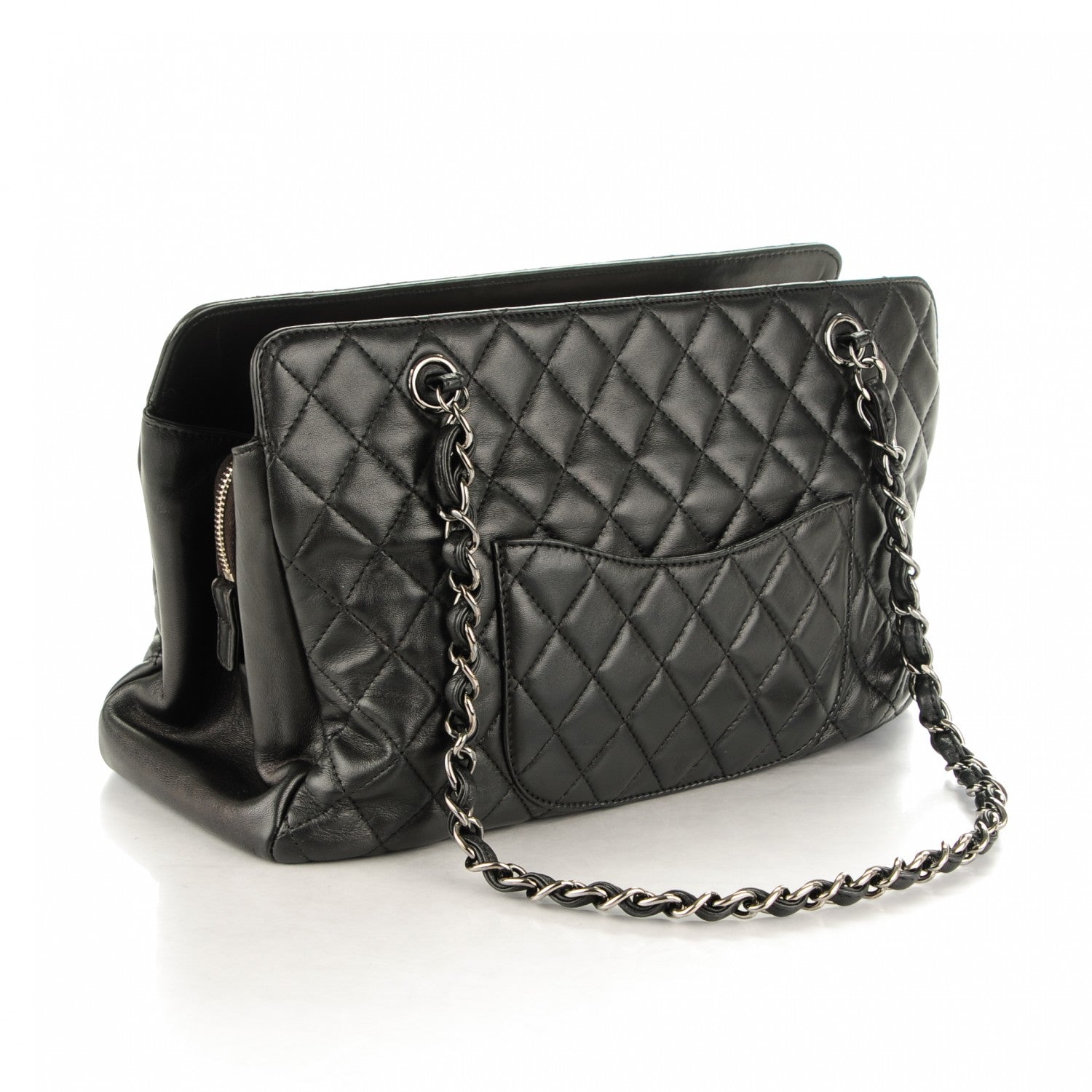 Chanel Lambskin Quilted CC Shopping Tote Black 3 of 7