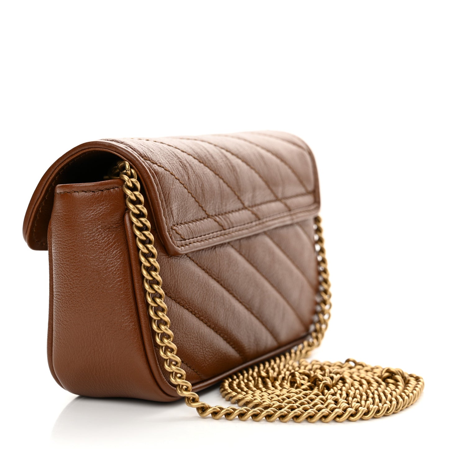 Azalea Calfskin Matelasse Diagonal Super Mini GG Marmont Shoulder Bag Cuir