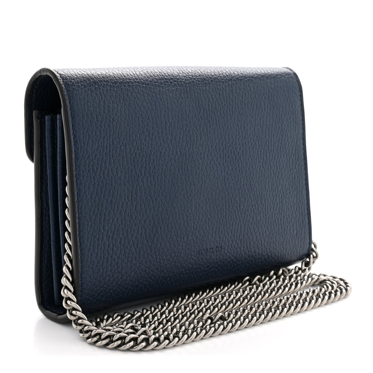 Dollar Calfskin Crystal Mini Dionysus Chain Wallet Blue Agata Black Diamond