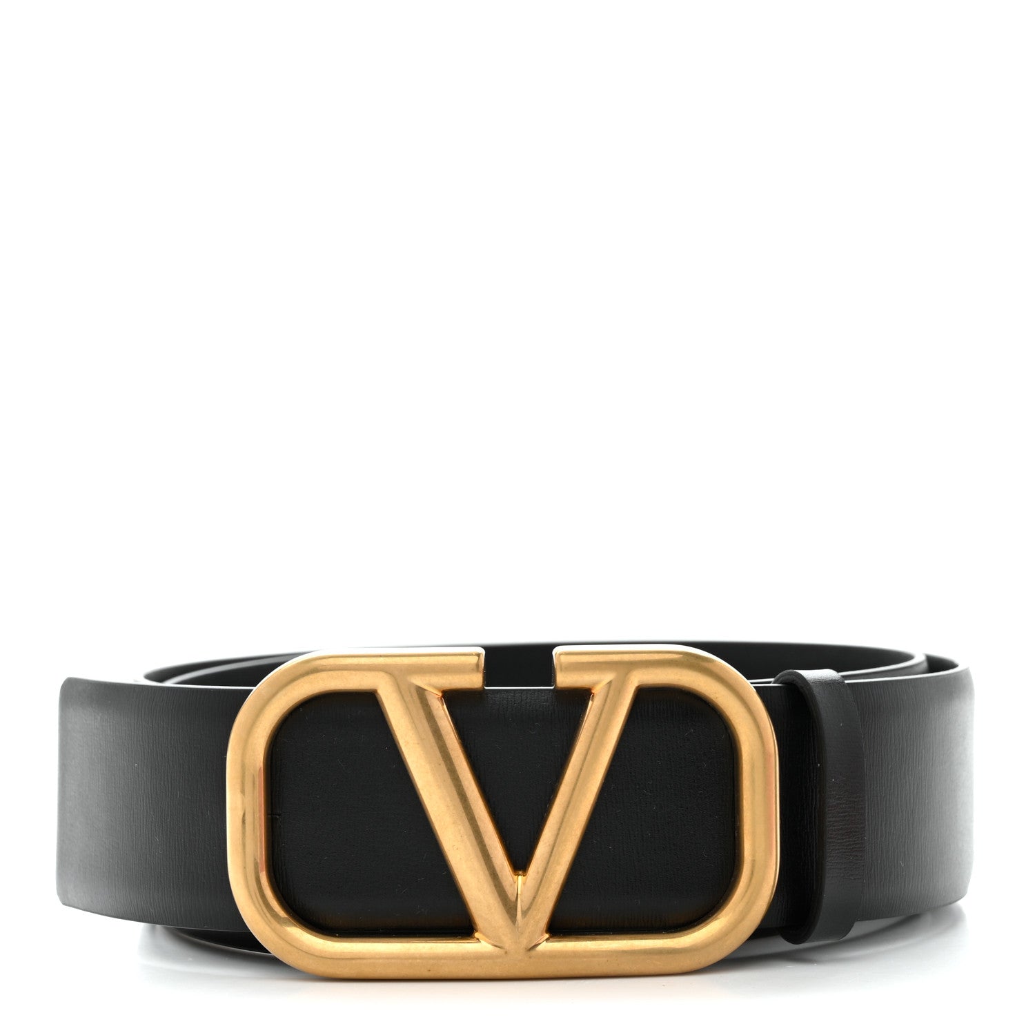 Valentino Garavani Glossy Calfskin VLogo Belt 90 36 Black 1 of 8