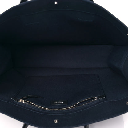 Saint Laurent Linen Calfskin Rive Gauche Tote Navy 5 of 8