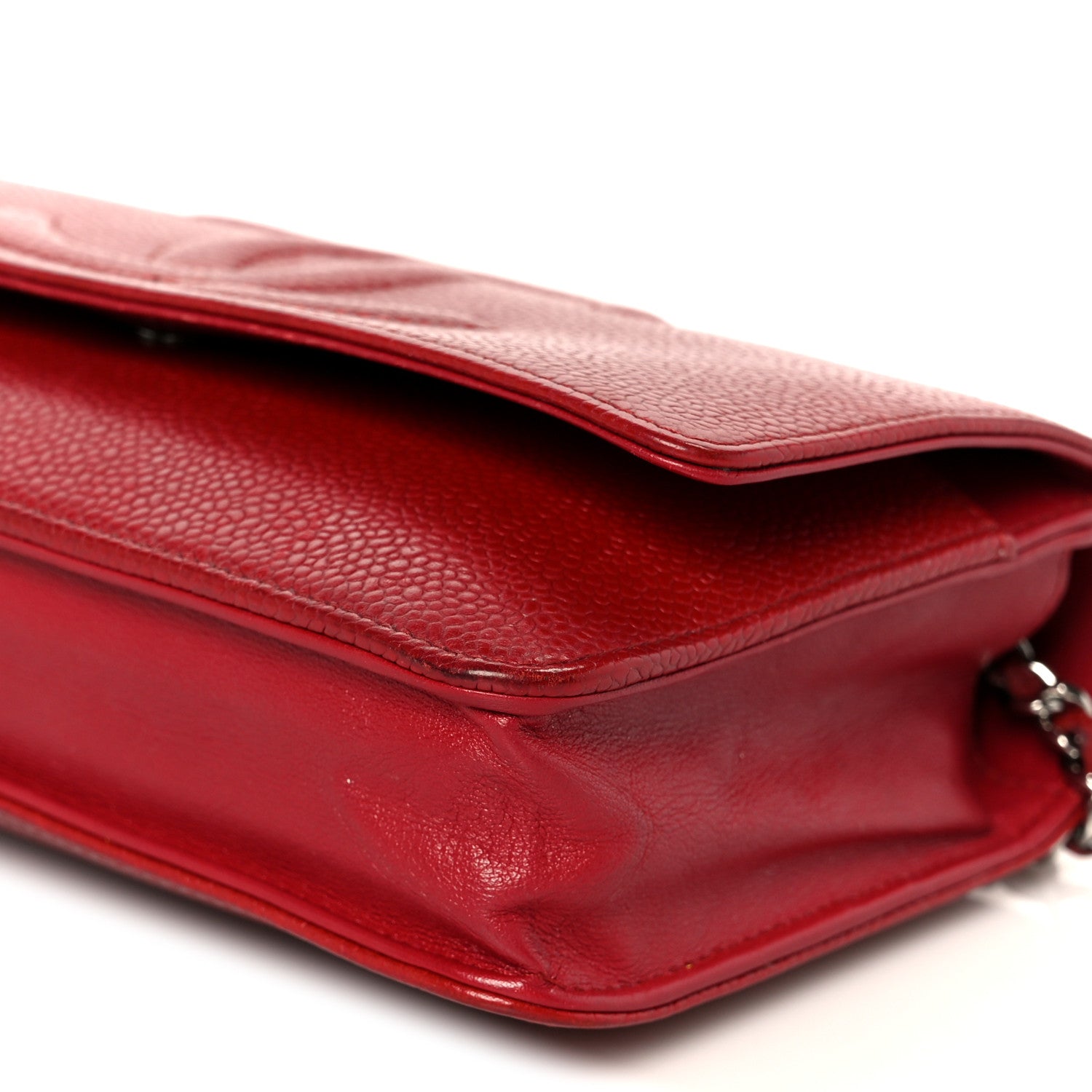 Chanel Caviar Timeless CC Wallet on Chain WOC Red 11 of 12